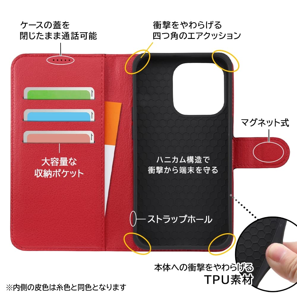 Amazon.co.jp: iPhone 14 Pro 用 手帳型ケース iPhone14Pro 用 レッド